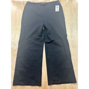 Halogen Womens XL Wide Leg Crop Pants Rich Black Side Zip HA553001MI NWT